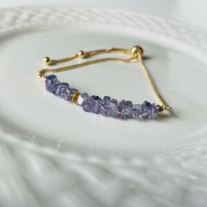 Gold and Purple Beaded Bracelet